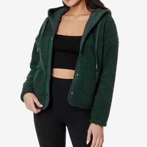 Spiritual Gangster Nessa Hoodie Sherpa Jacket In Deep Forest, NWOT